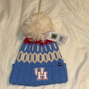 47 Brand Blue and Cream Women U of H Pom-Pom Beanie